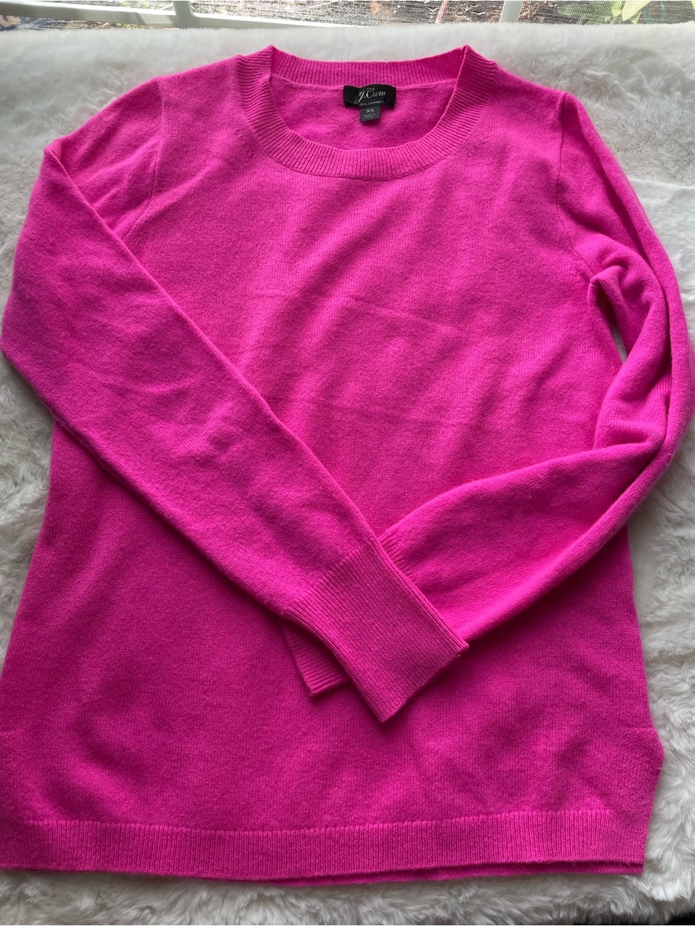 J. Crew Bright Fuchsia Cashmere Crewneck Sweater